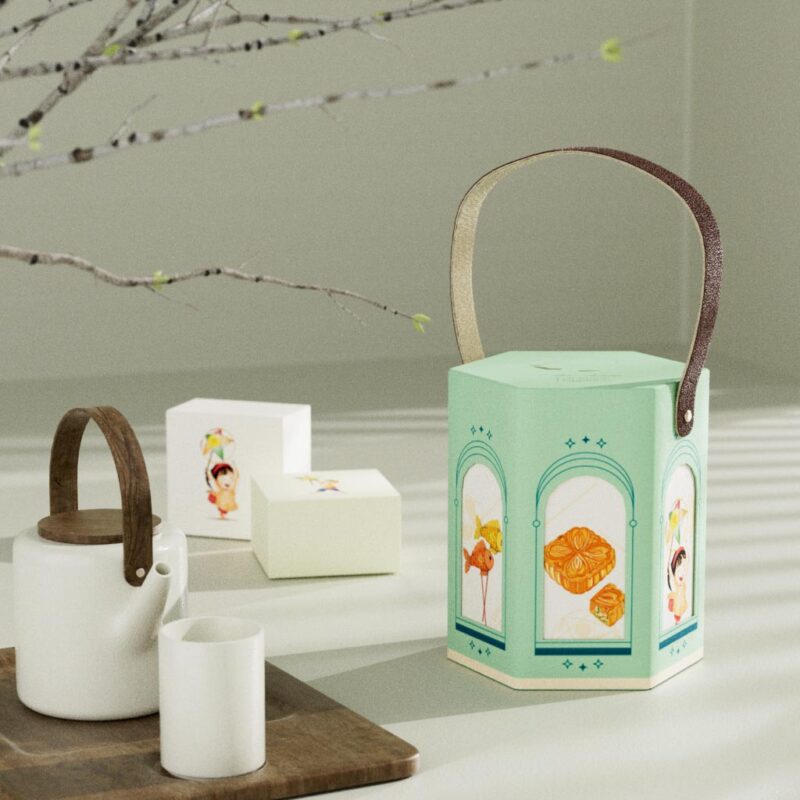 Hộp Quà Trung Thu 2 Bánh Ngân Quang Xanh - Ảnh 2